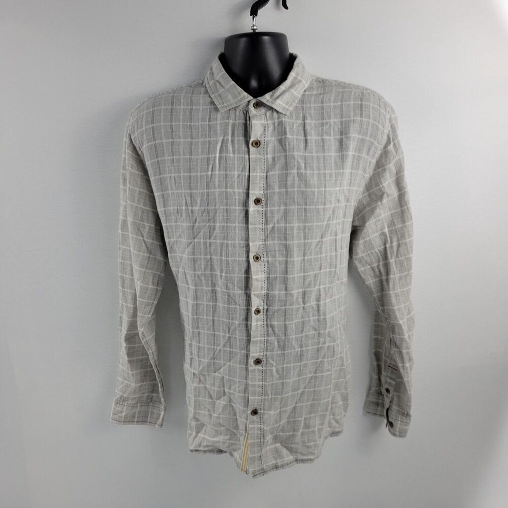Carbon2Cobalt mens long sleeve button down shirt L gray 2822 linen